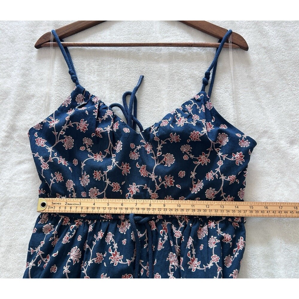 Future Collective Maxi Dress Medium Navy Floral Tie Waist Strappy Summer Boho - Picture 8 of 13